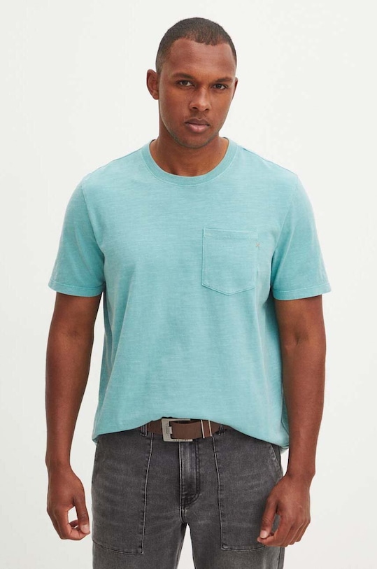 Oblečenie Bavlnené tričko pánske tyrkysová farba RS24-TSMC37 tyrkysová