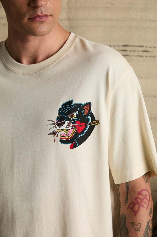 Bavlněné tričko pánské Tattoo Art béžová barva RS24.TSMC51