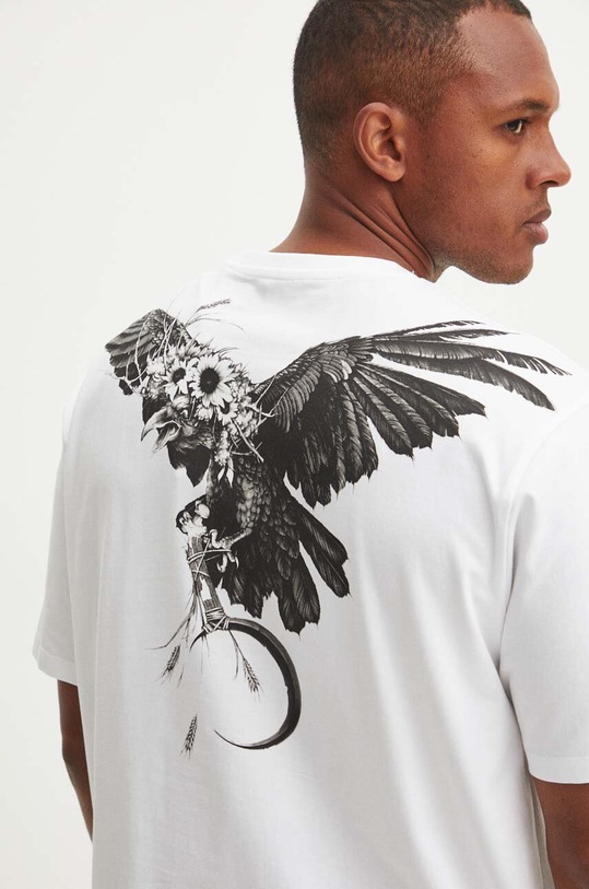 Bavlnené tričko pánske s prímesou elastanu Tattoo Art biela farba RS24.TSMC55