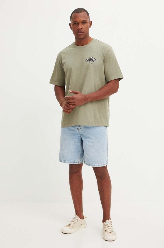 Bavlněné tričko pánské s příměsí elastanu Tattoo Art zelená barva zelená RS24.TSMC55