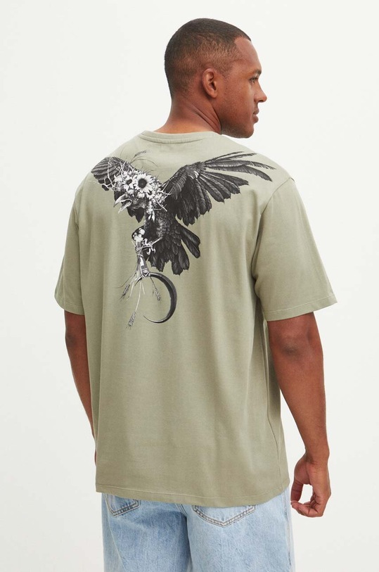 Bavlněné tričko pánské s příměsí elastanu Tattoo Art zelená barva RS24.TSMC55 zelená