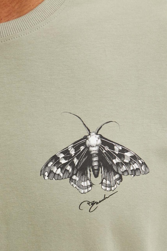 Bavlněné tričko pánské s příměsí elastanu Tattoo Art zelená barva RS24.TSMC55