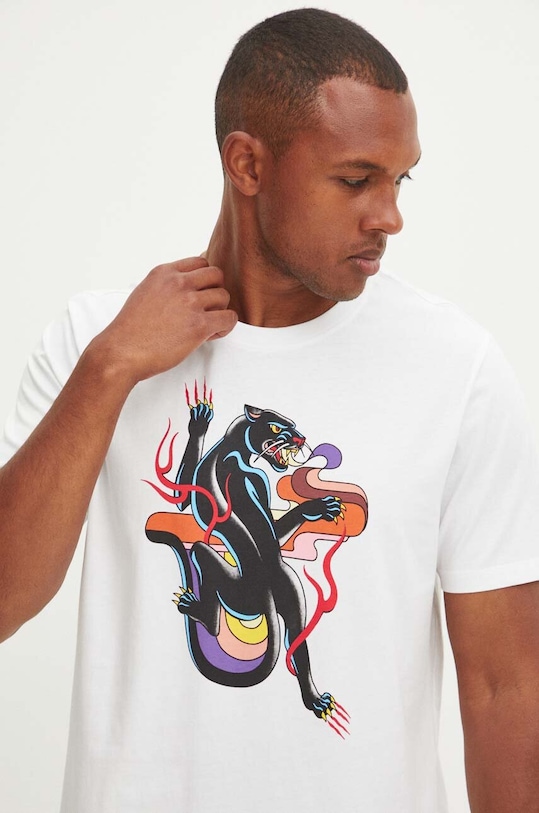 Bavlnené tričko pánske s potlačou Tattoo Art biela farba RS24.TSMC60 biela