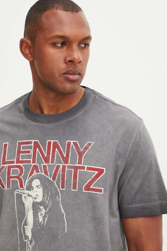 T-shirt bawełniany męski Lenny Kravitz kolor szary szary RS24.TSMC70