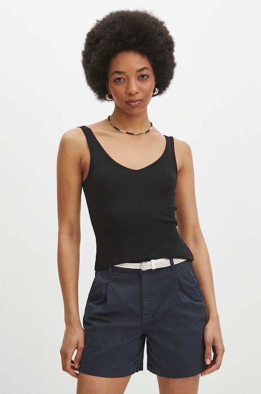 Top dámske hladké s prímesou elastanu a modalu čierna farba s elastanom čierna RS24.TTD051