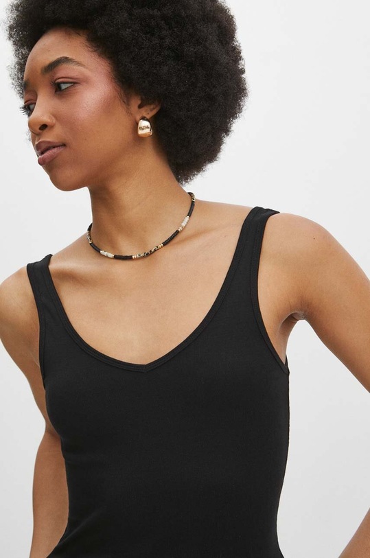 Top dámske hladké s prímesou elastanu a modalu čierna farba čierna RS24.TTD051
