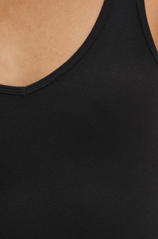 Top dámske hladké s prímesou elastanu a modalu čierna farba RS24.TTD051
