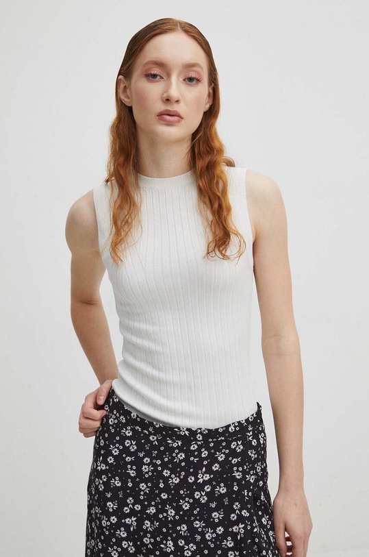 Top damski sweterkowy kolor beżowy gładkie beżowy RS24.TTD500