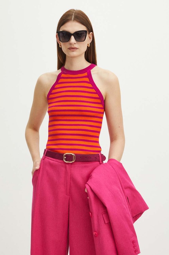 Top damski z dekoltem halter kolor fioletowy fioletowy RS24.TTD900