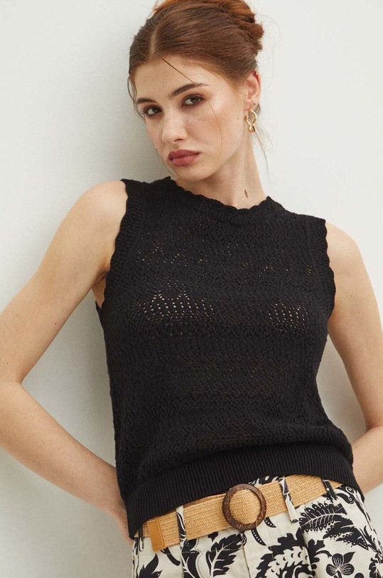 Top dámský ažurový černá barva slim černá RS24.TTDA07