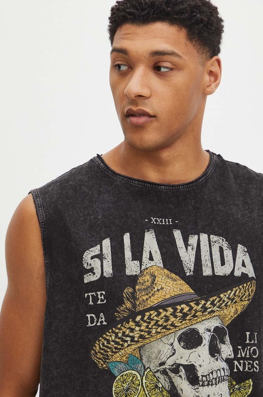 Bavlněné tričko černá barva černá RS24.TTM917