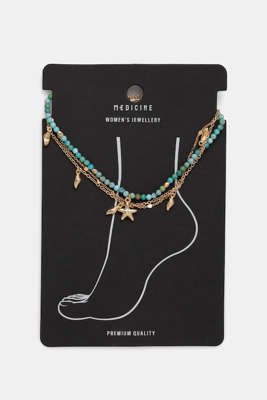 Bransoletka na kostkę damska z kamieniami naturalnymi kolor złoty złoty RS25.ABD700