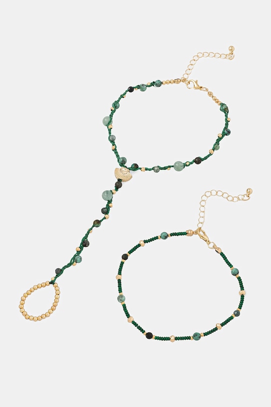 Bransoletki damskie z kamieniami naturalnymi (2-pack) kolor zielony kamień naturalny zielony RS25.ABD800