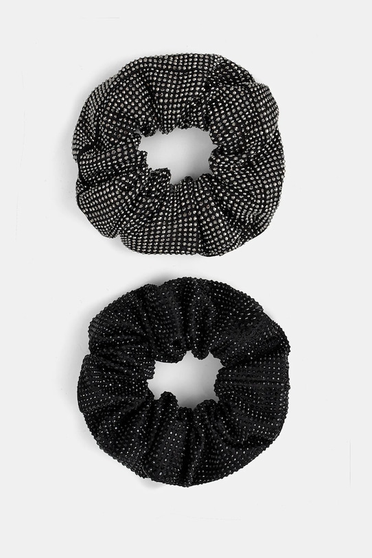 Gumki do włosów damskie z ozdobną aplikacją (2-pack) kolor czarny czarny RS25.AKD101