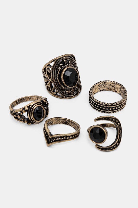Prstienky dámske s ozdobnými prvkami (5-pack) zlatá farba ostatné zlatá RS25.AKD106
