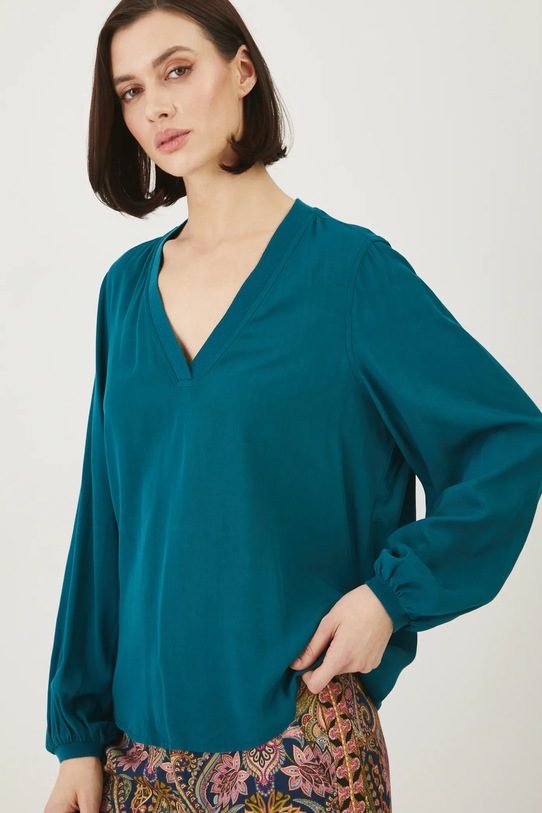 Bluzka damska regular gładka kolor turkusowy turkusowy RS25.BDD050