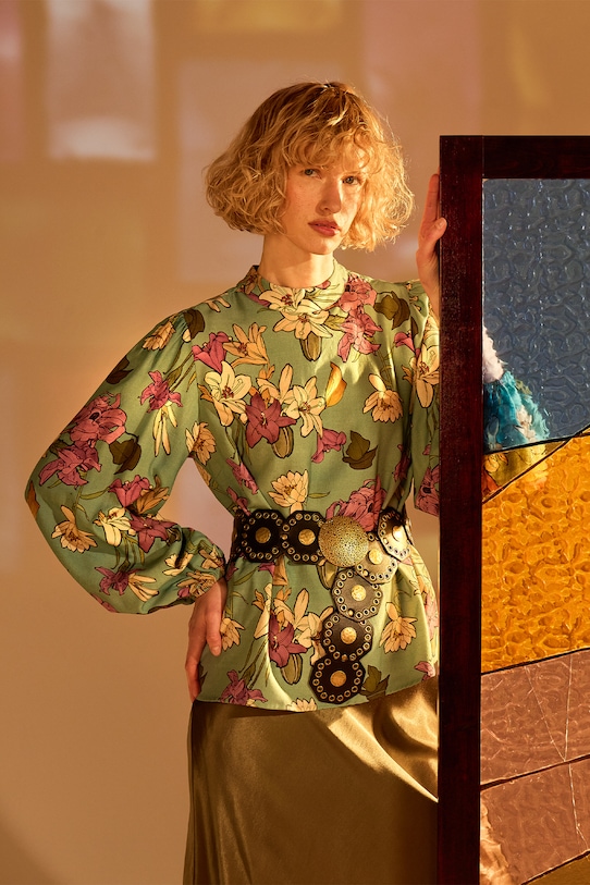 Medicine bluza flori turcoaz RS25.BDD252