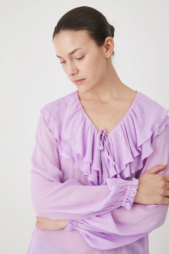 Bluzka damska z wiskozy gładka kolor fioletowy fioletowy RS25.BDD904