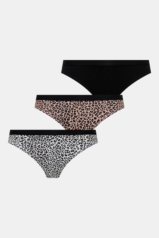 Figi bawełniane damskie briefs z elastanem wzorzyste (3-pack) kolor multicolor dzianina multicolor RS25.BID707