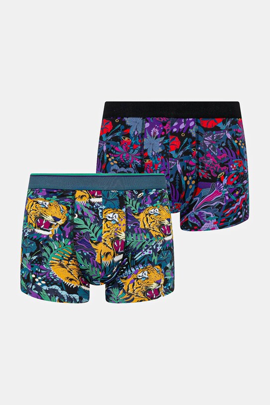 Bokserki bawełniane męskie z elastanem wzorzyste (2-pack) kolor multicolor dzianina multicolor RS25.BIM903