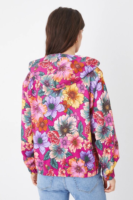 Odzież Bluza bawełniana damska z kapturem w kwiaty kolor różowy RS25.BLD010 różowy
