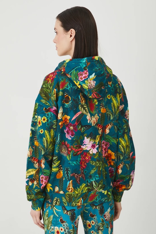 Odzież Bluza bawełniana damska z kapturem wzorzysta kolor zielony RS25.BLD051 turkusowy