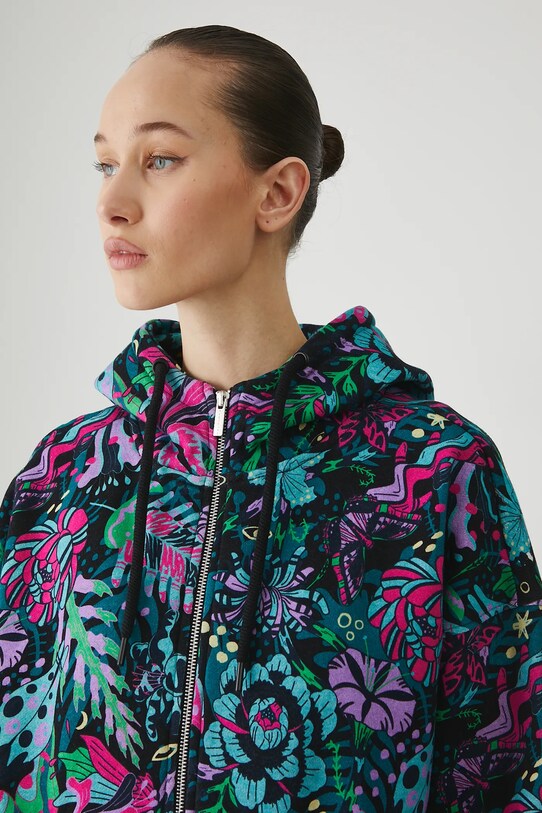 Bluza damska z kapturem z nadrukiem kolor czarny czarny RS25.BLD070