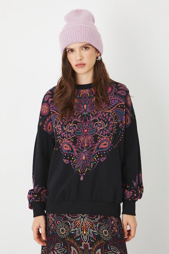 Bluza damska z nadrukiem kolor czarny pozostałe czarny RS25.BLD101