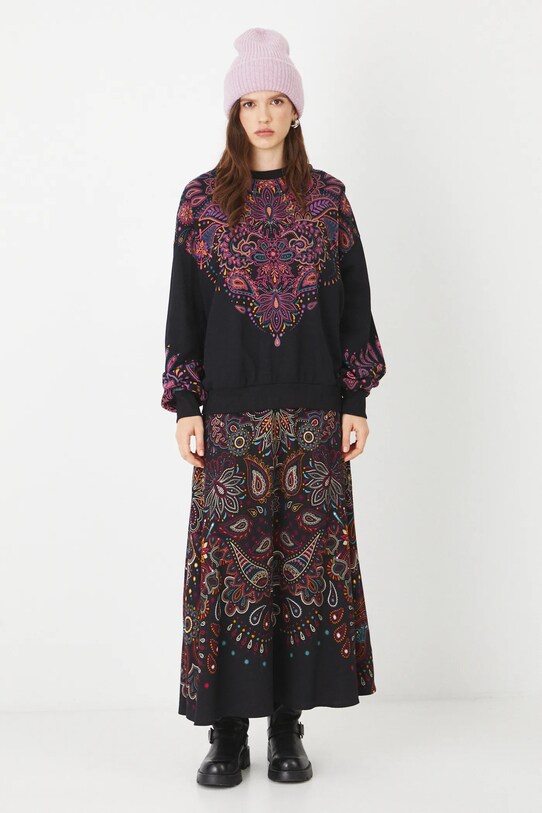 Bluza damska z nadrukiem kolor czarny RS25.BLD101 czarny RS25