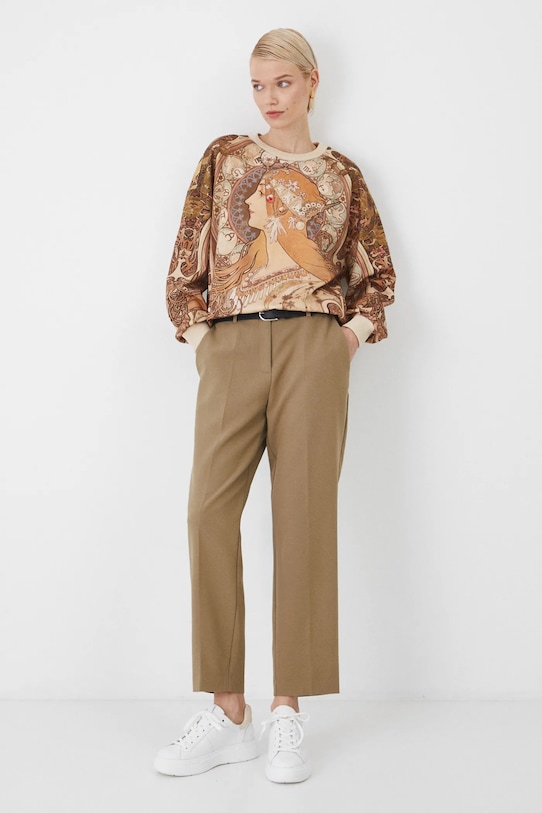 Bavlnená mikina dámska z kolekcie Eviva L'arte béžová farba RS25.BLD255 béžová RS25