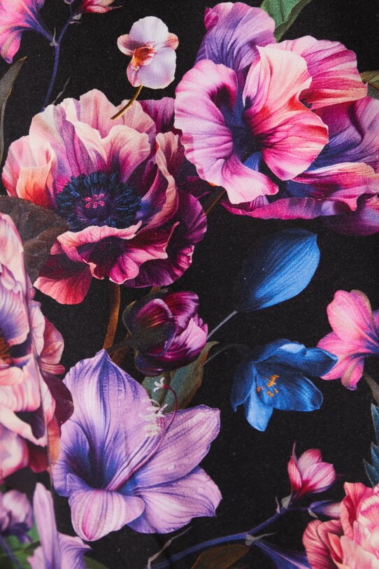 Bluza damska z kapturem w kwiaty kolor czarny RS25.BLD300 czarny