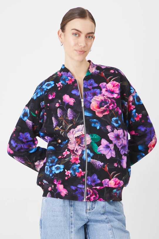 Bluza damska oversize w kwiaty kolor czarny czarny RS25.BLD302