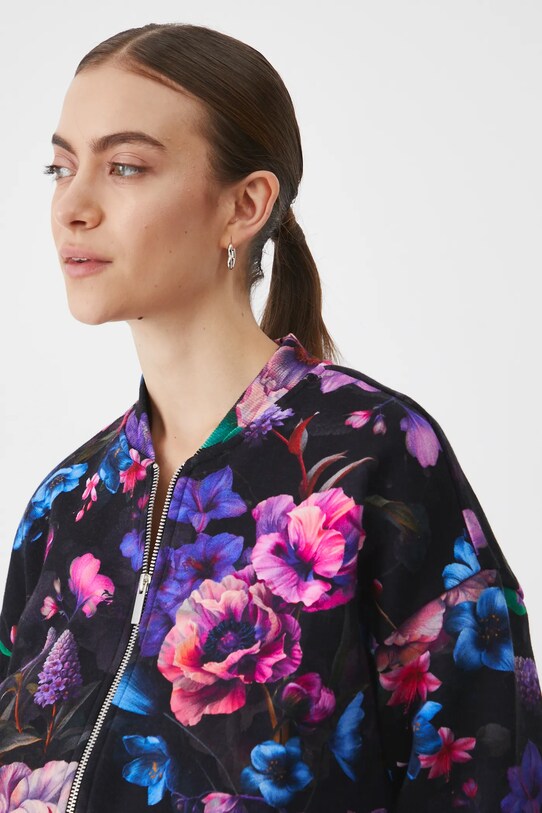 Bluza damska oversize w kwiaty kolor czarny RS25.BLD302 czarny