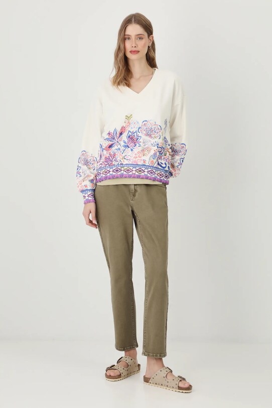 Bluza damska z nadrukiem kolor beżowy RS25.BLD501 beżowy RS25