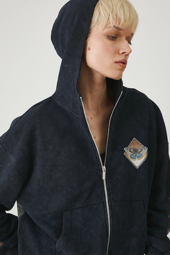 Bluza bawełniana damska z nadrukami kolor szary szary RS25.BLD801