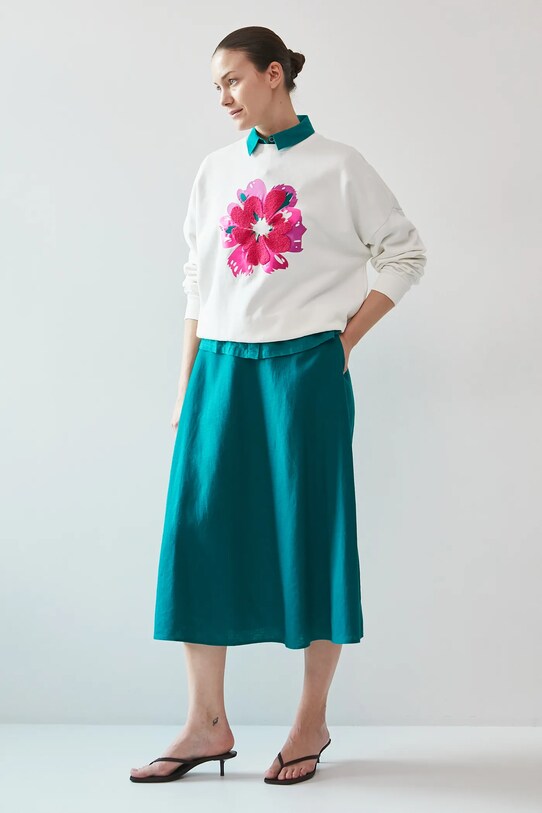 Mikina dámská oversize, s aplikací béžová barva RS25.BLD902 béžová RS25