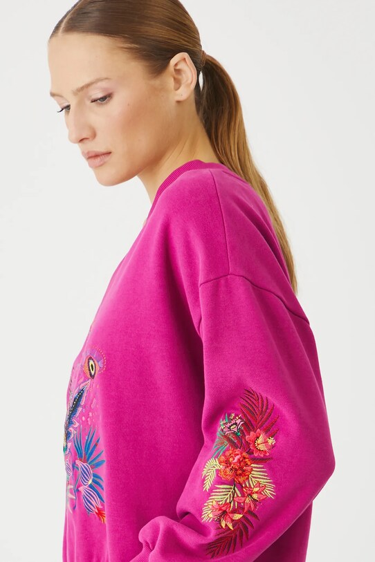 Bluza damska z ozdobnymi haftami kolor różowy różowy RS25.BLDA00