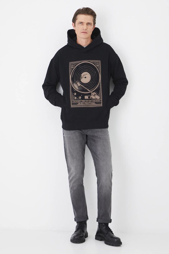 Bluza męska z kapturem z nadrukiem kolor czarny RS25.BLM106 czarny RS25