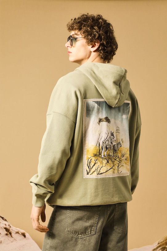 Bluza bawełniana męska z kolekcji Medicine x Słowiński Park Narodowy kolor zielony bawełna zielony RS25.BLM505