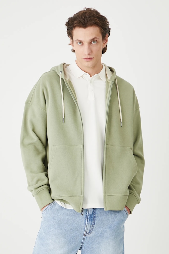 Bluza bawełniana męska z kolekcji Medicine x Słowiński Park Narodowy kolor zielony zielony RS25.BLM505