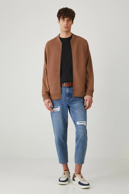 Bluza męska z fakturą kolor brązowy pozostałe brązowy RS25.BLM700