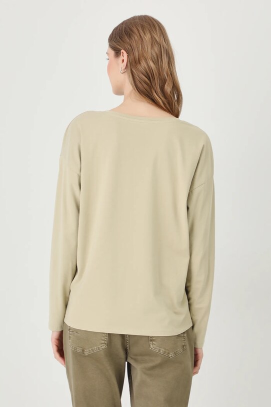 Odzież Longsleeve bawełniany damski z elastanem gładki kolor zielony RS25.BUD050 zielony