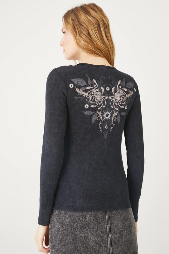 Odzież Longsleeve bawełniany damski z elastanem prążkowany kolor szary RS25.BUD400 szary