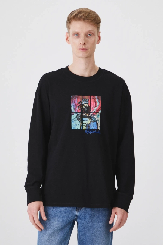 Longsleeve bawełniany męski z kolekcji Eviva L'arte kolor czarny RS25.BUM200 czarny RS25