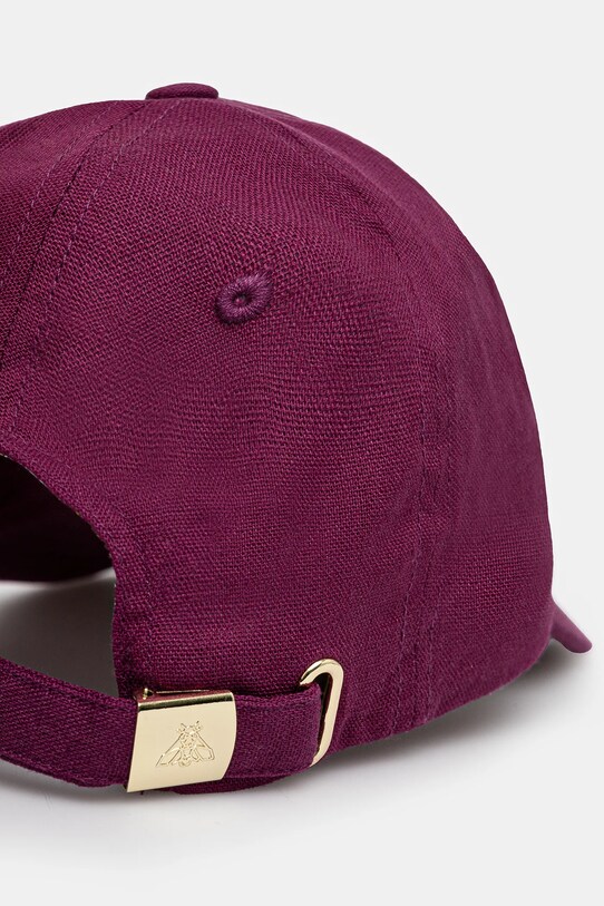 Czapka z daszkiem lniana damska gładka kolor różowy różowy RS25.CAD502