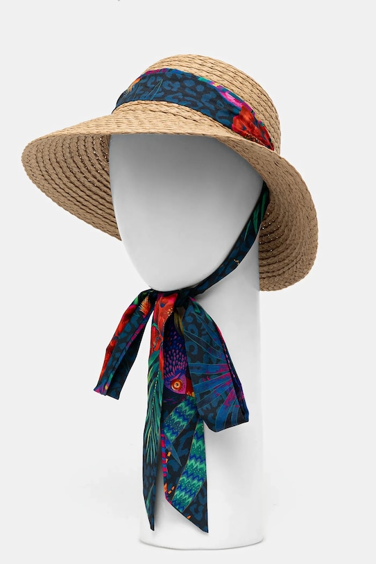 Kapelusz damski pleciony z wiązaniem kolor beżowy RS25.CAD703 beżowy RS25