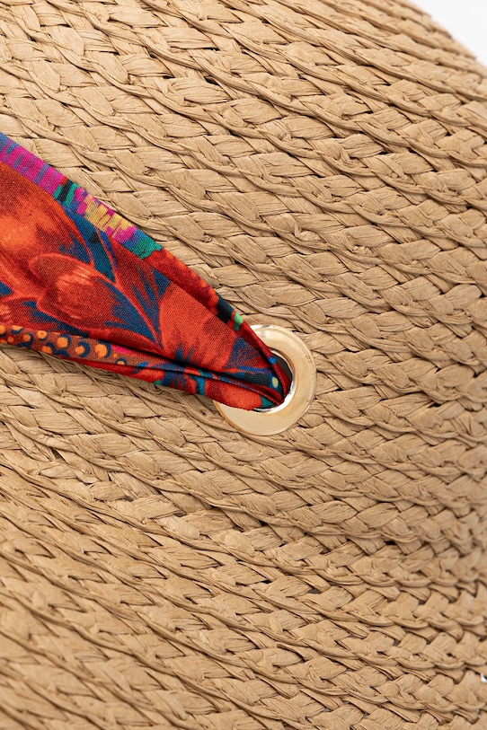 Kapelusz damski pleciony z wiązaniem kolor beżowy beżowy RS25.CAD703