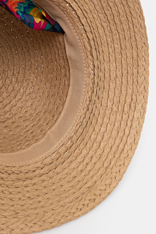Kapelusz damski pleciony z wiązaniem kolor beżowy RS25.CAD703 beżowy
