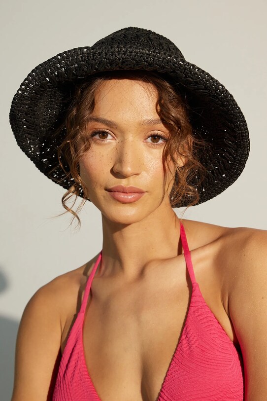 Klobúk dámsky handmade pletené čierna farba RS25.CAD704