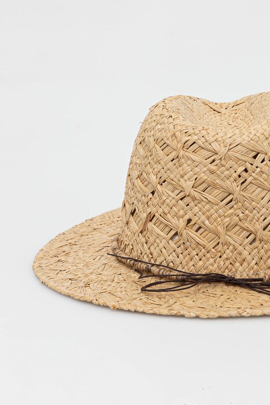 Klobúk dámsky z rafie s ozdobnou aplikáciou béžová farba béžová RS25.CAD906